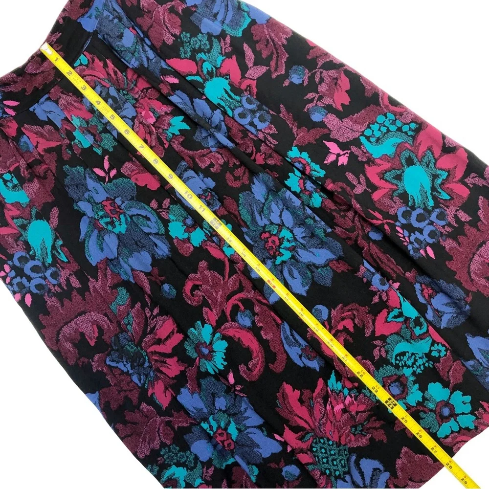 Vintage 80s 90s Floral Pleated Skirt - Picture 5 of 13